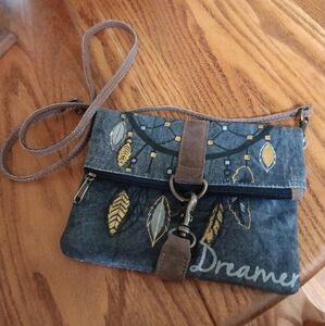 Mona B gray distressed Dreamer Crossbody
